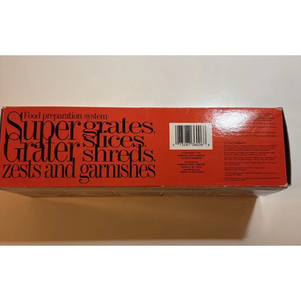 Vintage Pyrex Super Grater Plus Measuring Spoons Kitchen Set Accessories NIB
